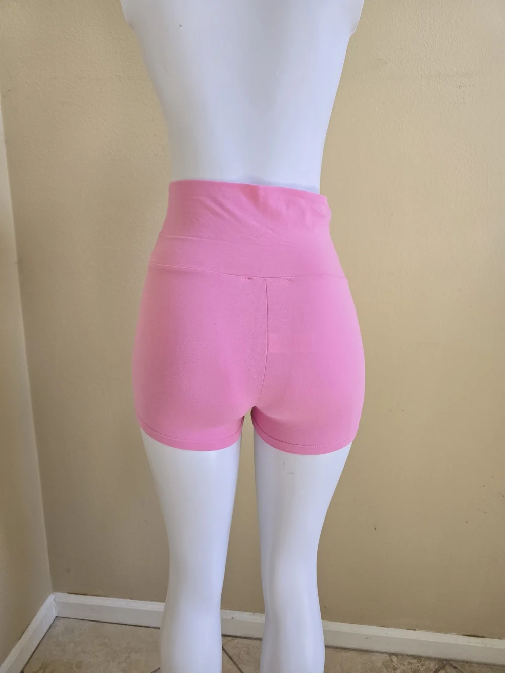 High-Waist Pink Winged Heart Bike Shorts